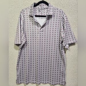 ONWARD RESERVE Freedom Printed Red Geo‎ Performance MEDIUM Polo Short Sleeve